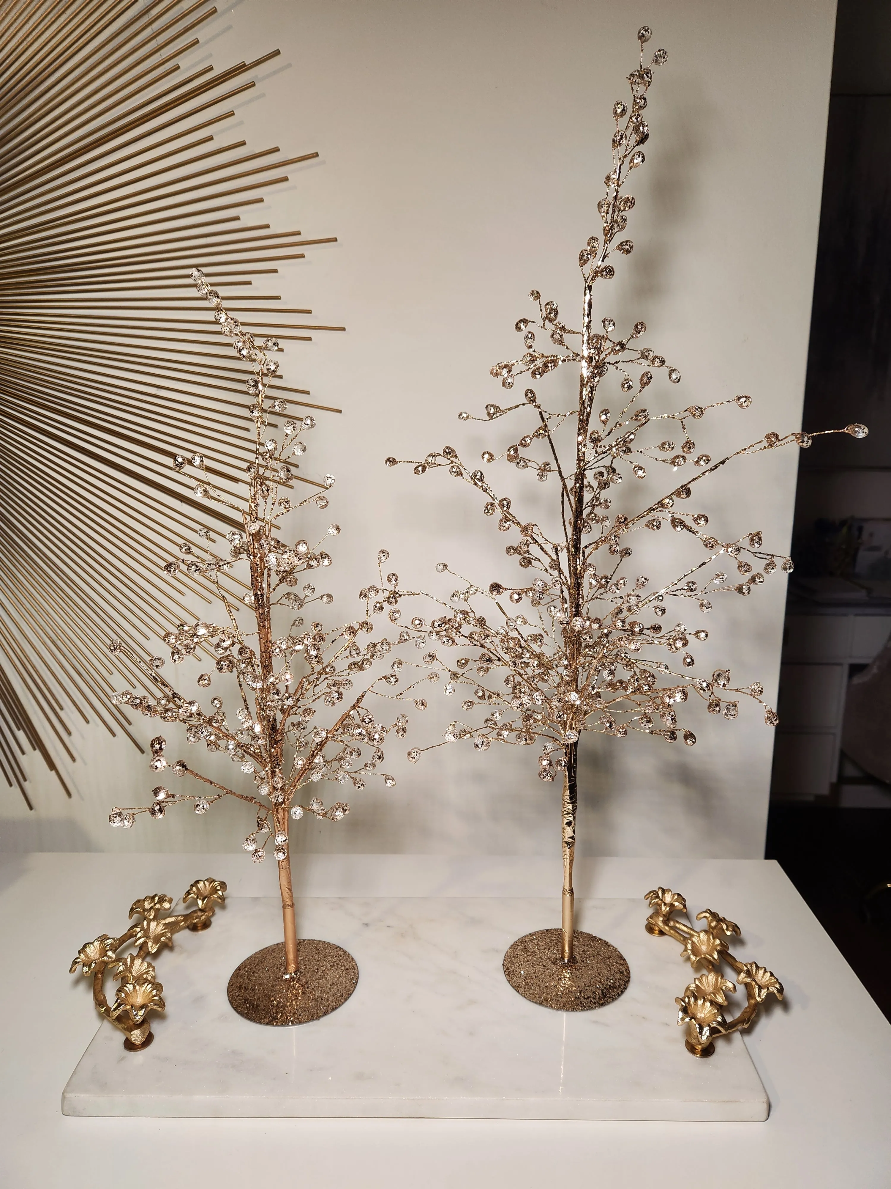 Gold Glittered Crystal Tree