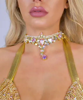 Gold Goddess Rhinestone Necklace