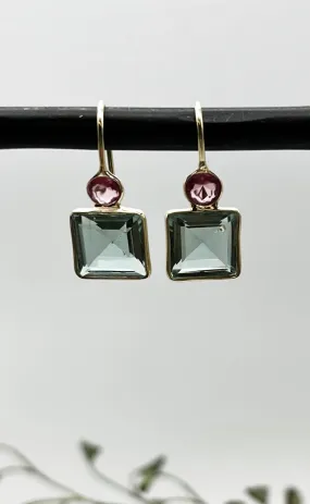 Green And Purple Quartz Earrings