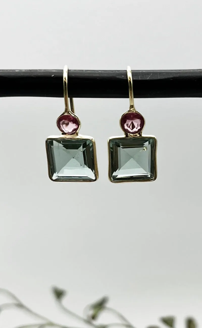 Green And Purple Quartz Earrings