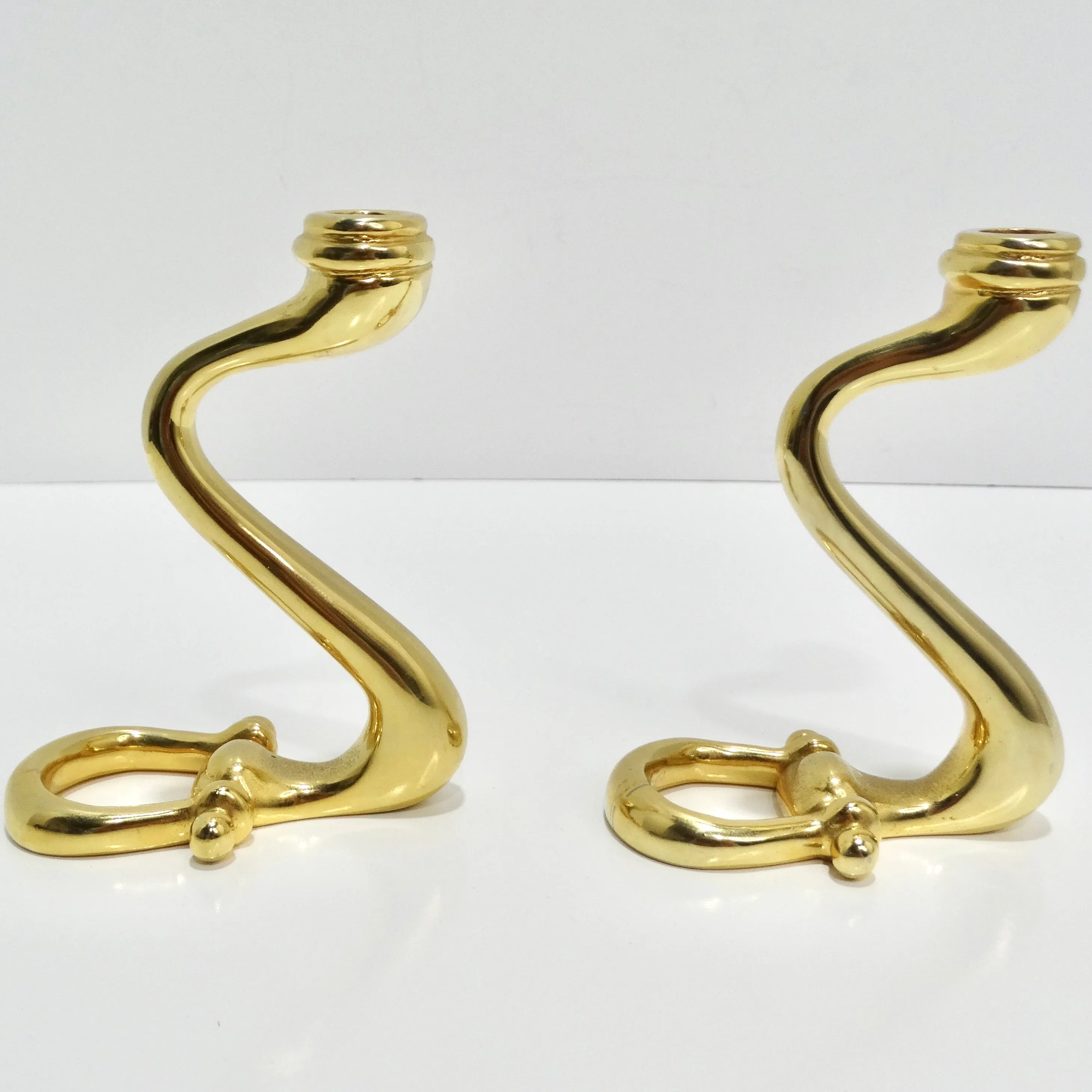 Gucci 1980s Brass Horse Bit Candle Holders