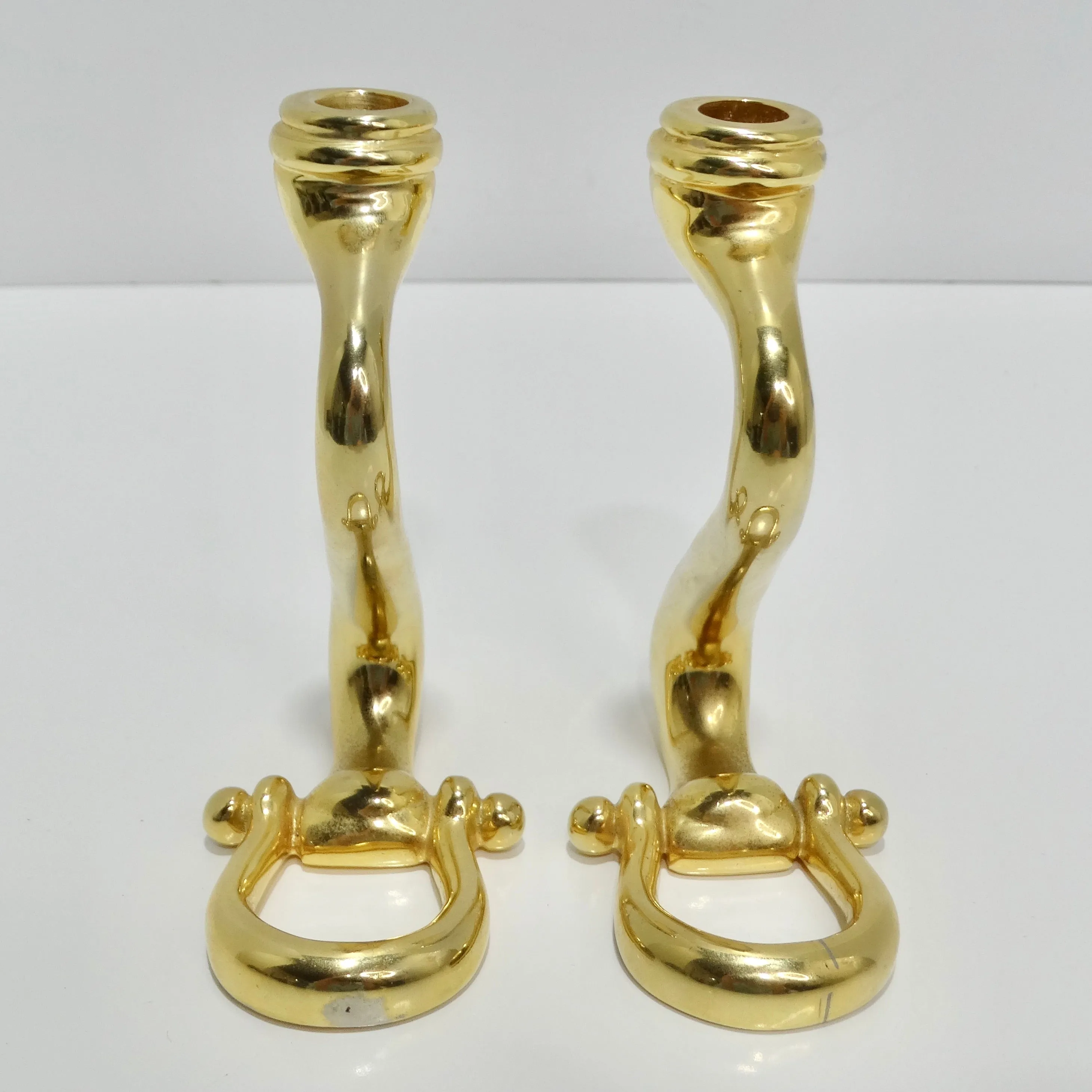 Gucci 1980s Brass Horse Bit Candle Holders