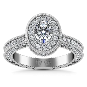 Halo Oval Engagement Ring Hannah 14K White Gold