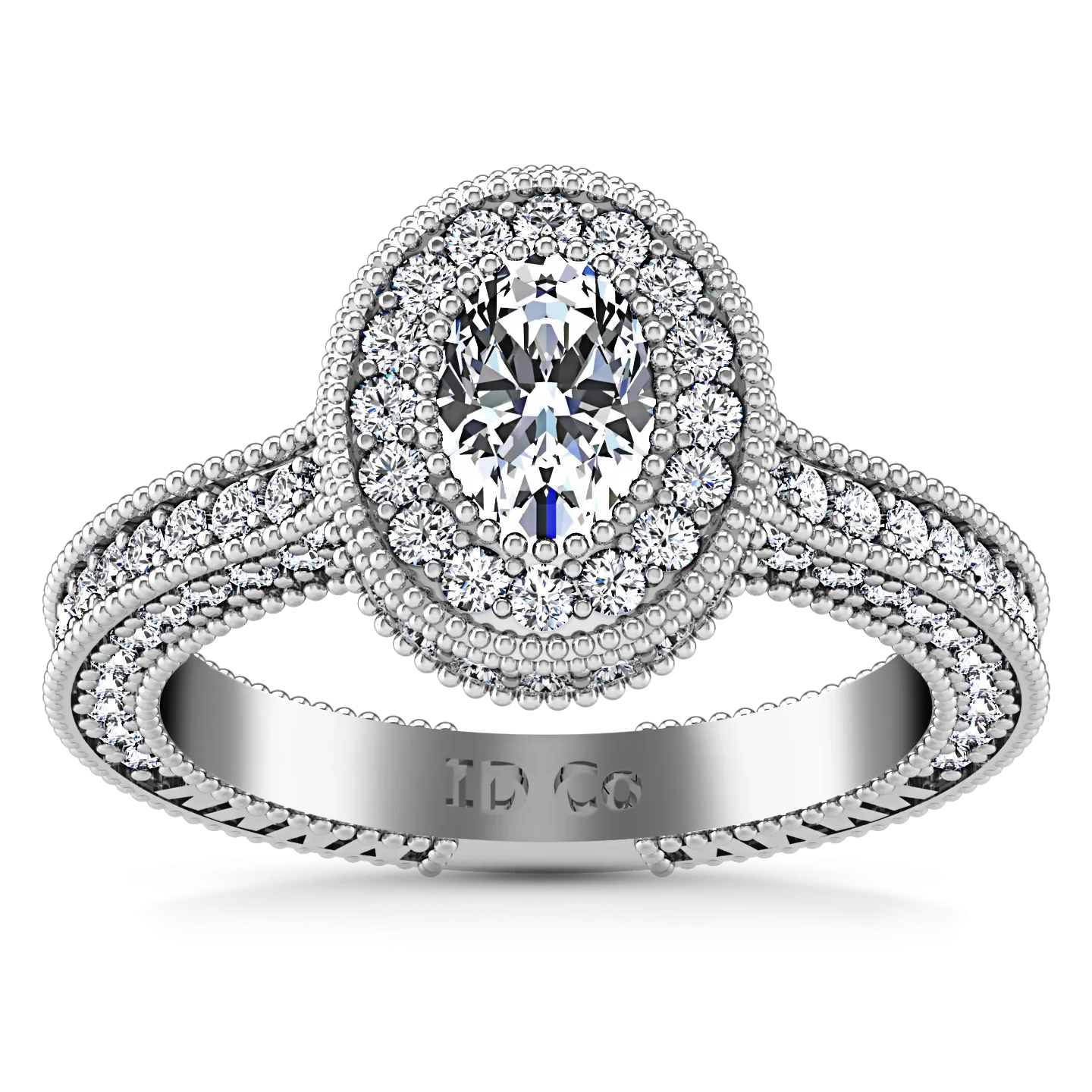 Halo Oval Engagement Ring Hannah 14K White Gold