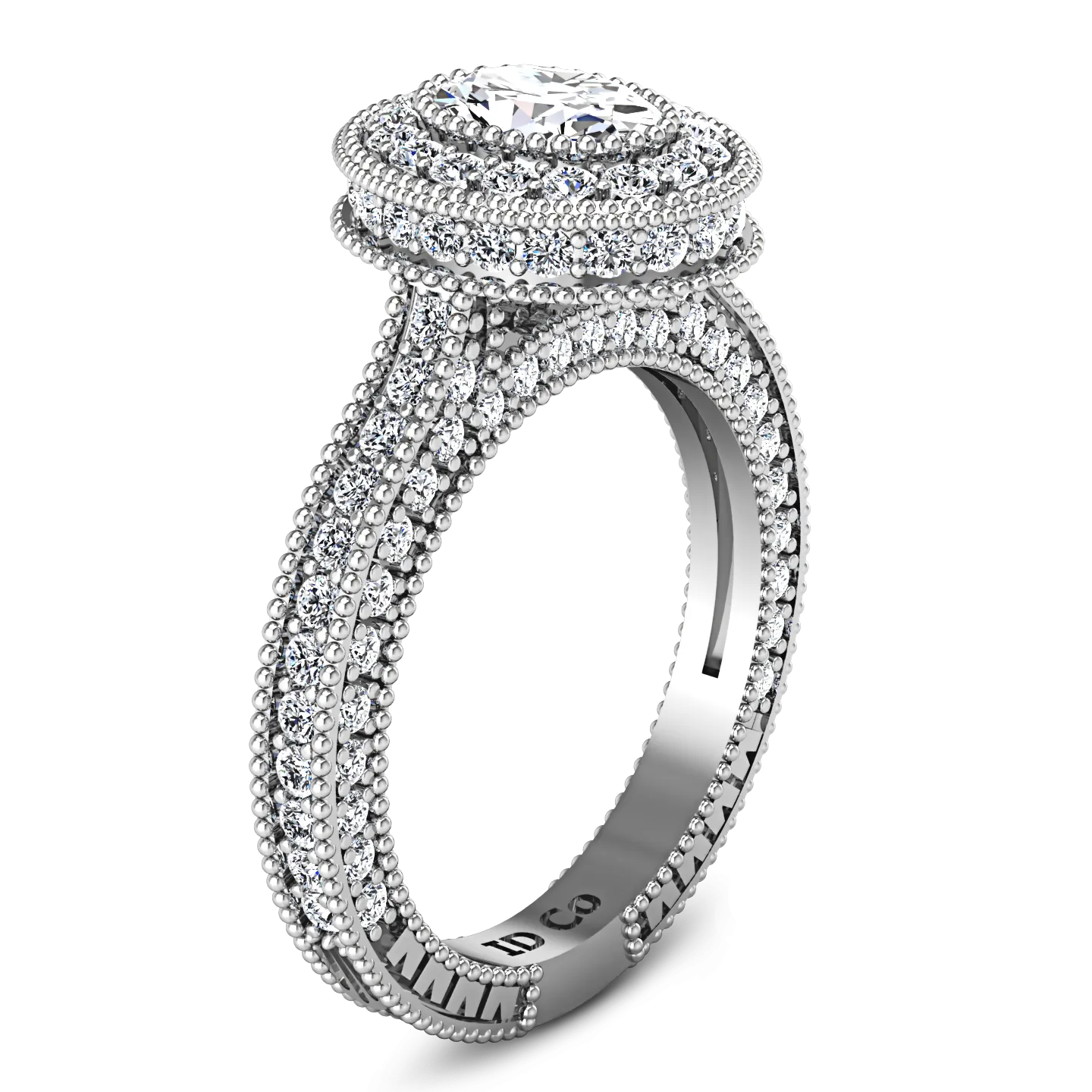 Halo Oval Engagement Ring Hannah 14K White Gold