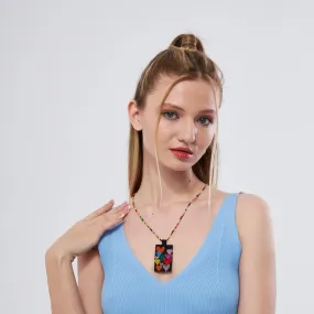 Handmade Black Beaded Heart Necklace - Boho Chic Pendant - Unique Crystal Stone Jewelry for Women