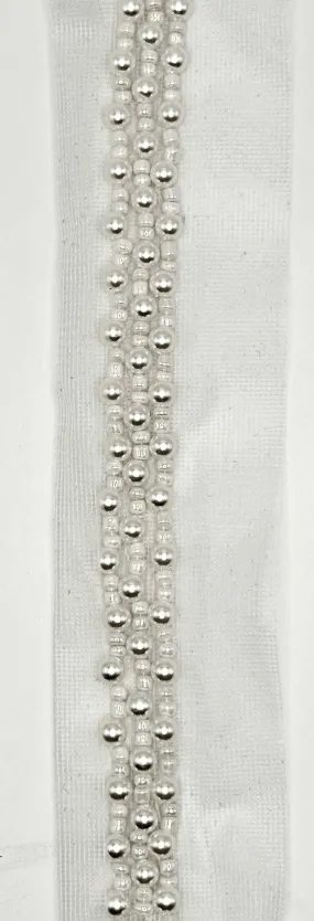 Handmade Pearl Yardage – 1/4" Wide on White Mesh
