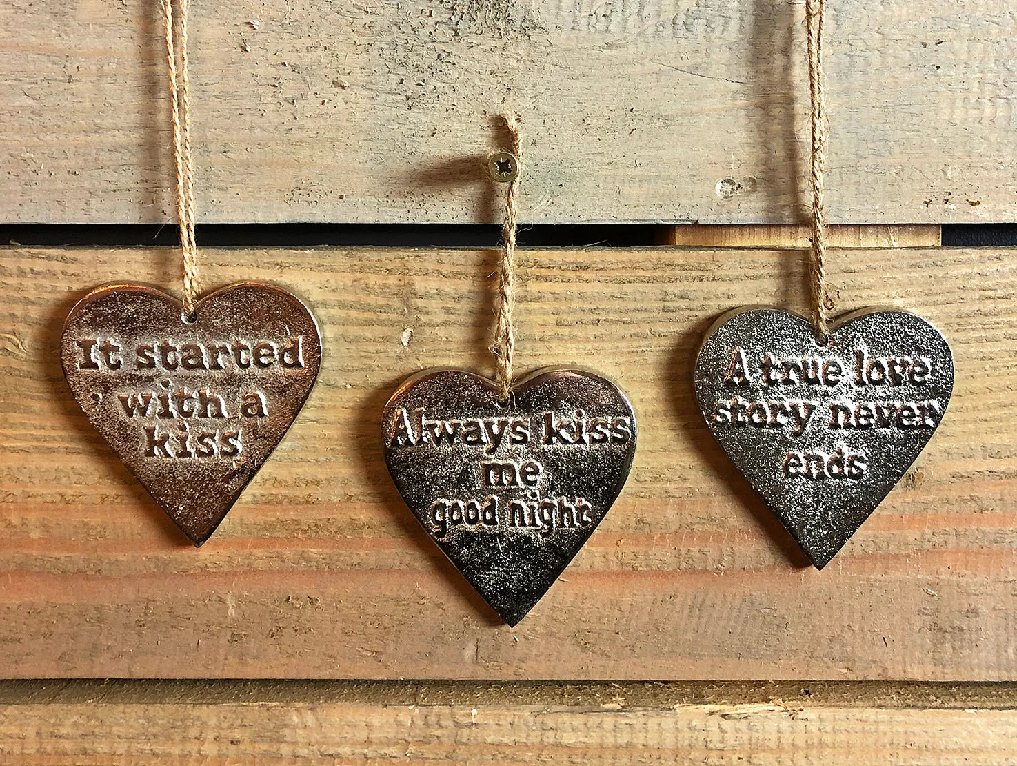 Hanging Heart Ornaments with Romantic Messages