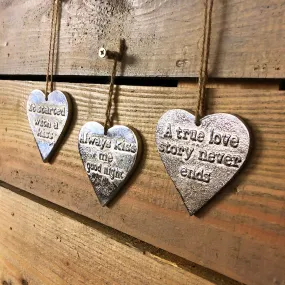 Hanging Heart Ornaments with Romantic Messages