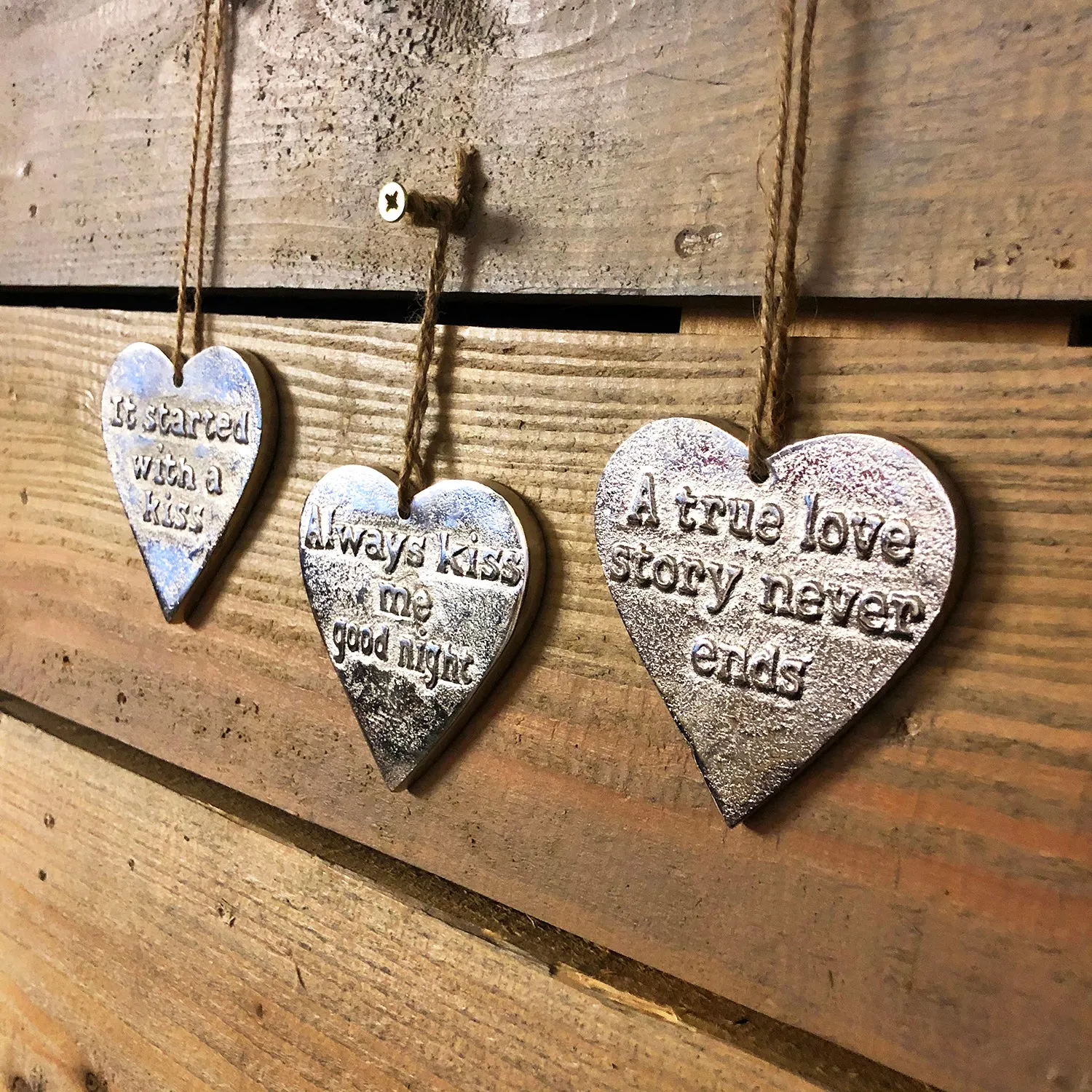 Hanging Heart Ornaments with Romantic Messages