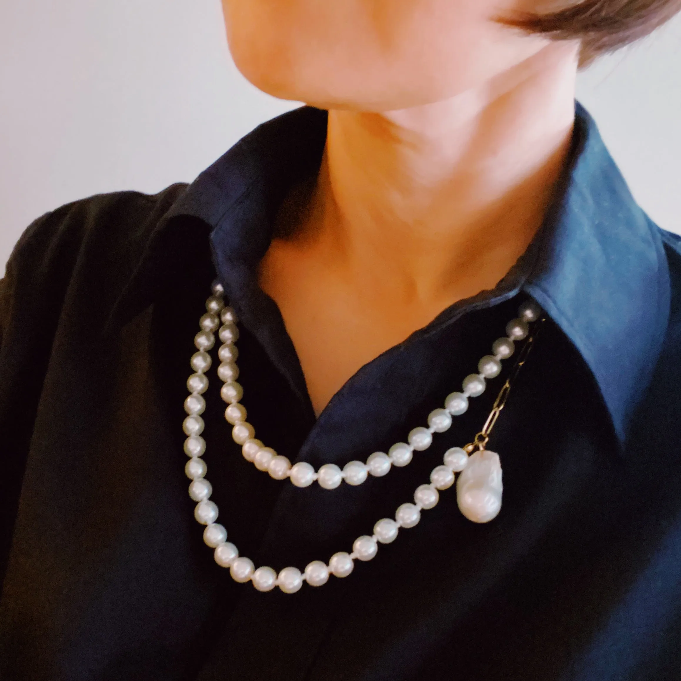In Your Way Pearl And Chain Long Necklace