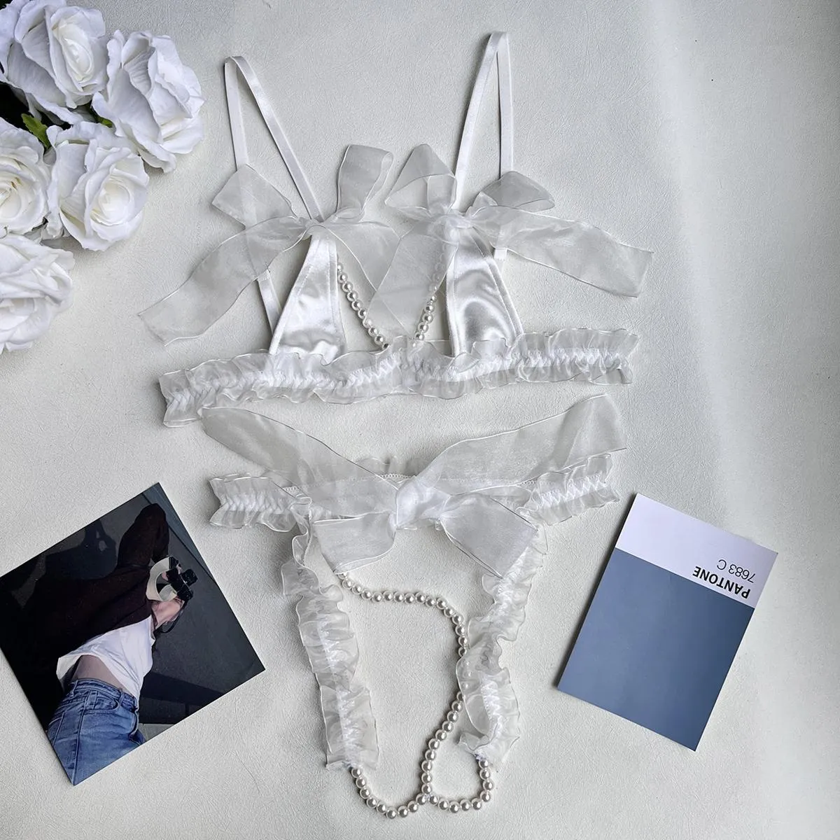 Lac Pearl T-Back Suit Bra and Panty Suit