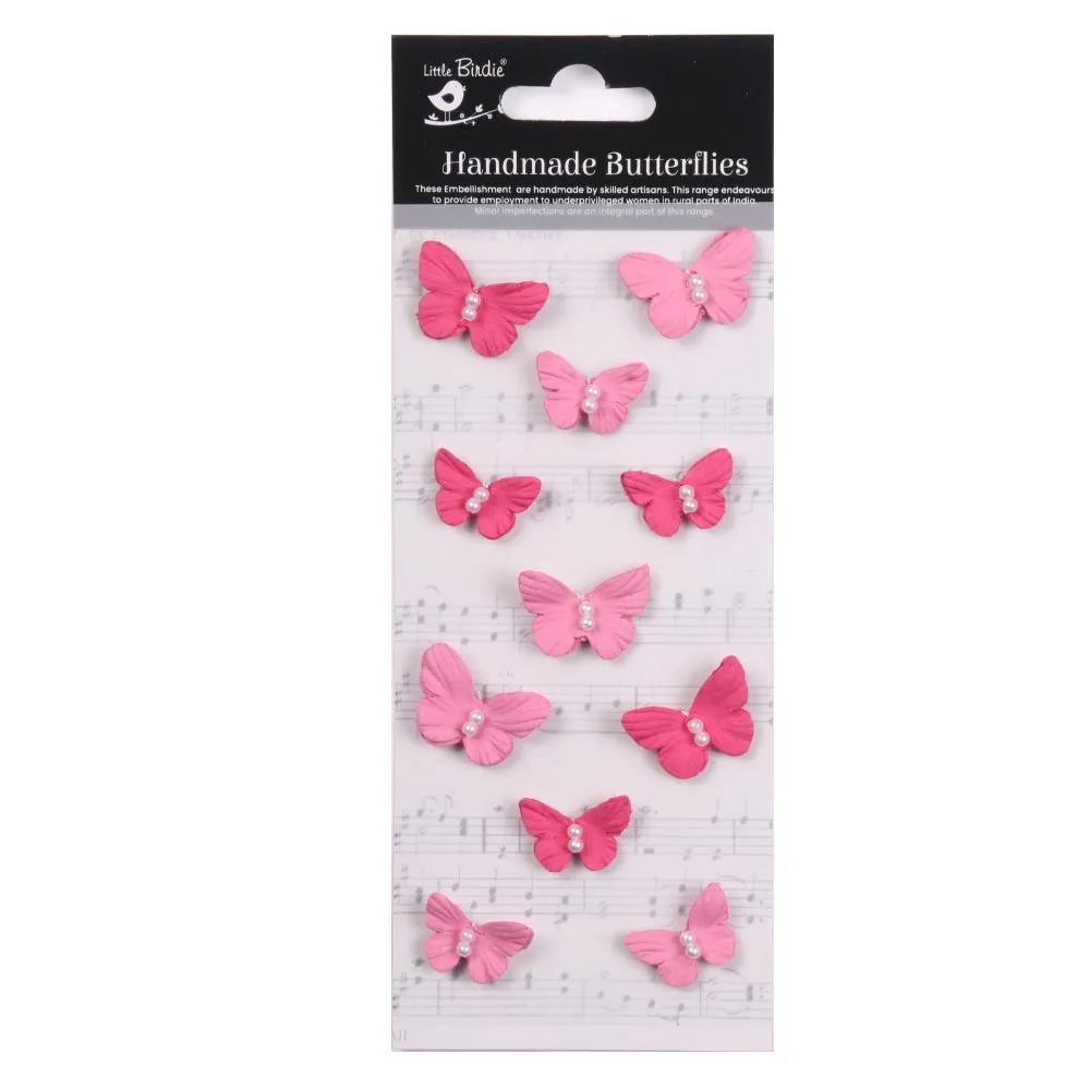 Little Birdie Pearl Butterflies 11/Pkg Precious Pink