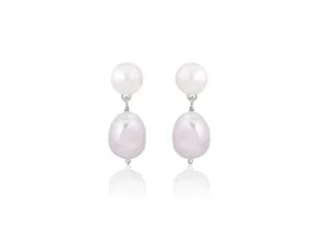 Lola Knight - Audrey - Pearl Drop Bridal Earrings - Silver