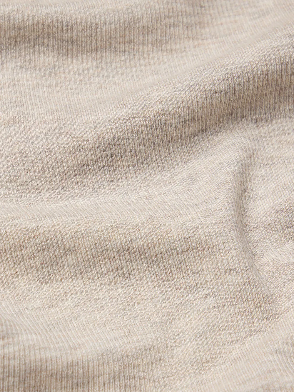Long Sleeve Rib Button Crew -- Oatmeal Heather