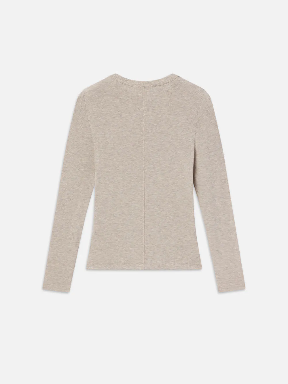 Long Sleeve Rib Button Crew -- Oatmeal Heather
