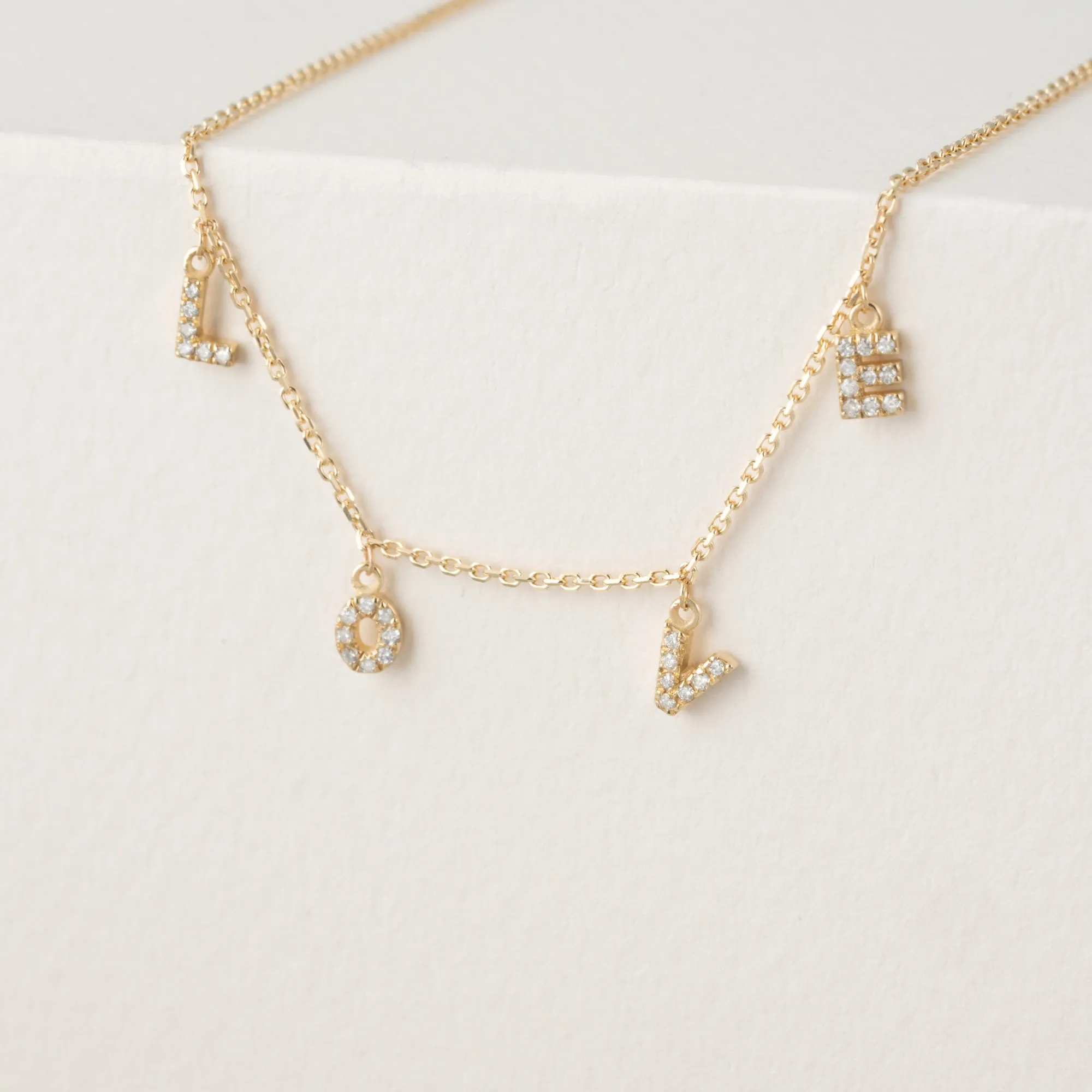 LOVE Diamond Charm Necklace, Amor