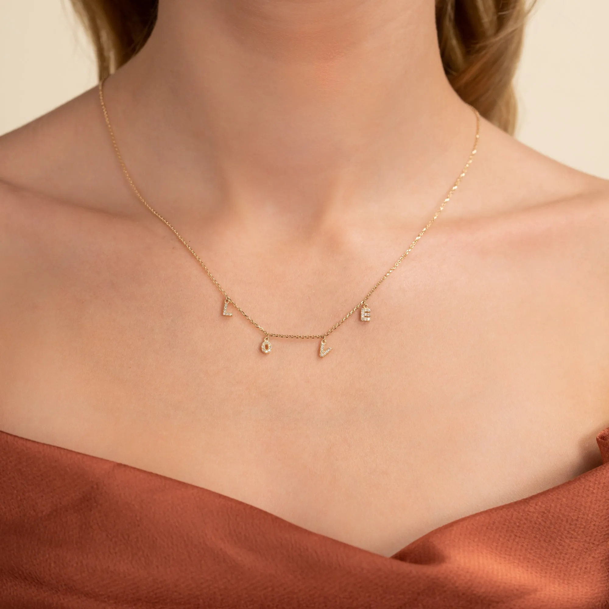 LOVE Diamond Charm Necklace, Amor