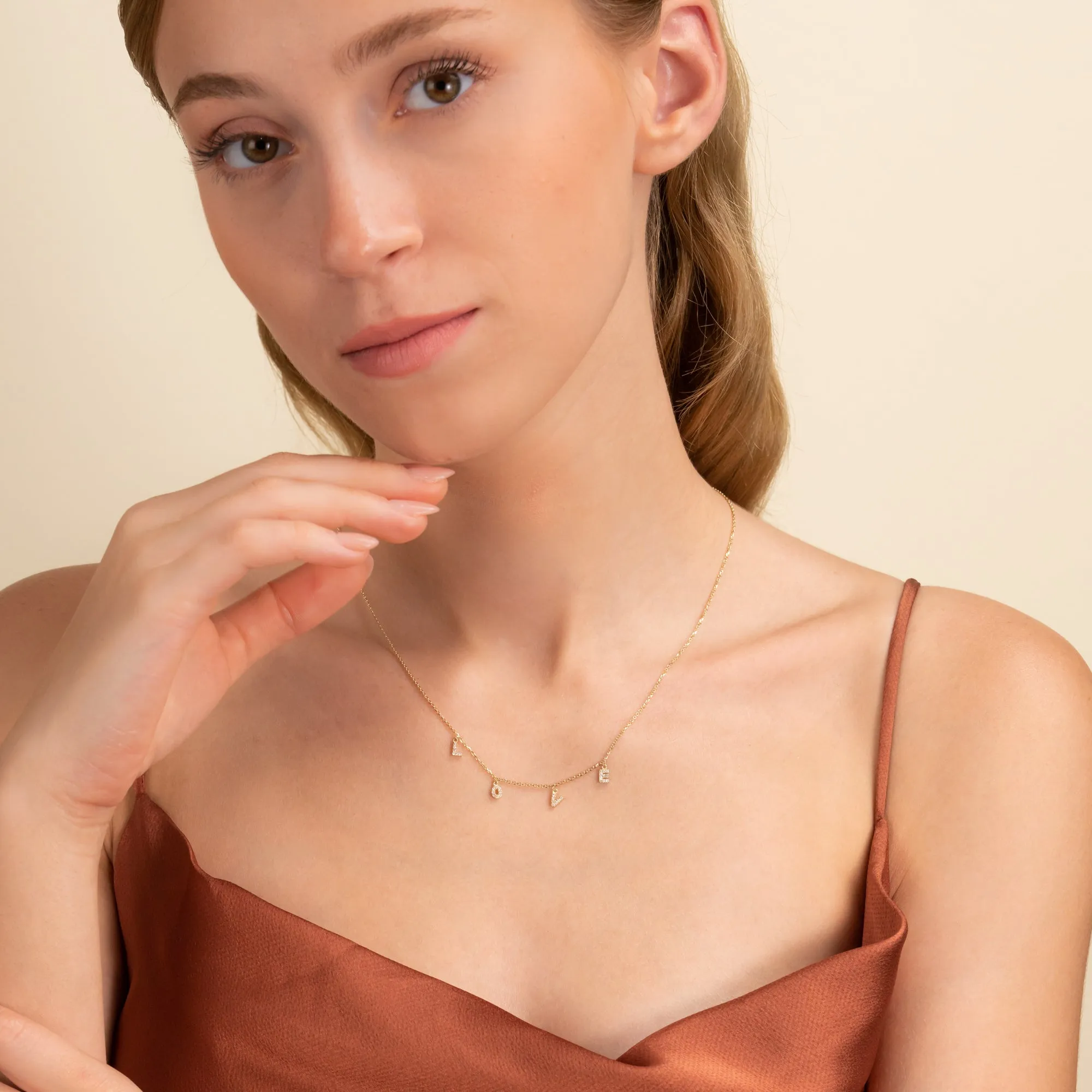 LOVE Diamond Charm Necklace, Amor