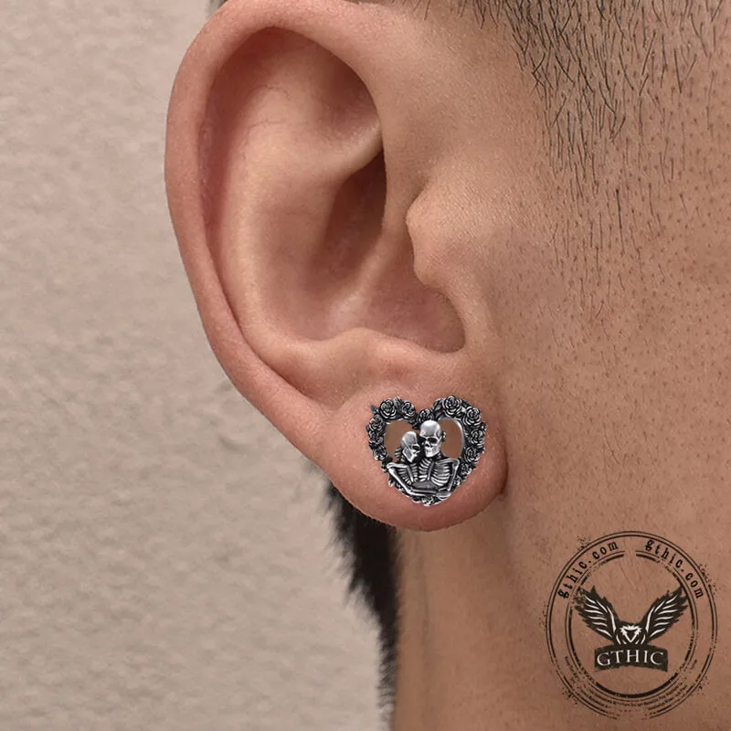 Loved Heart Skull Stainless Steel Ear Gauges