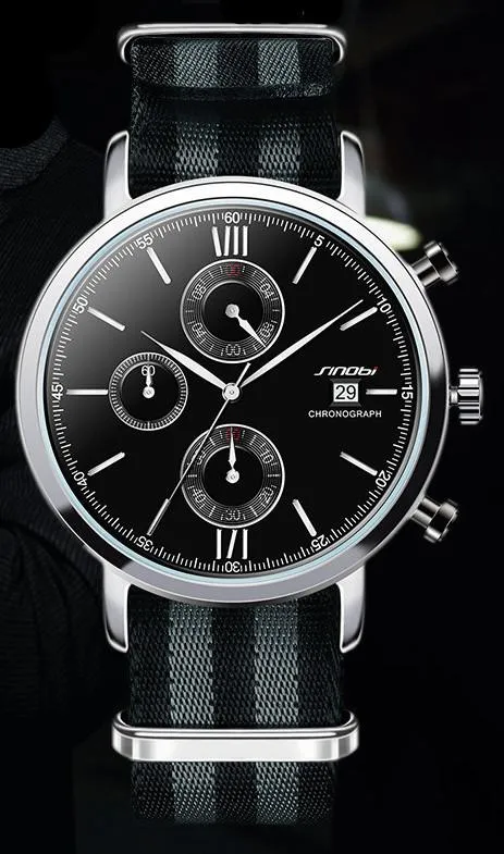 Men's Classic Sports Chronograph Stainless Steel Watch