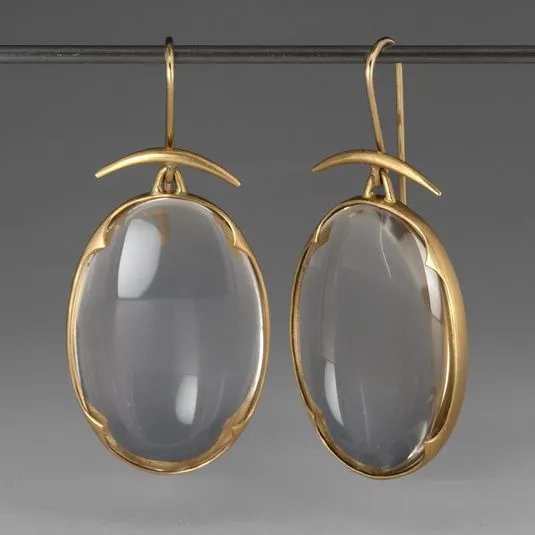 Minimalist Gold-Plated Oval Dangle Earrings with Crystal Quartz Accent jlt11596