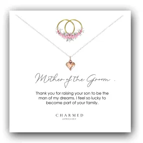 Mother of the Groom Gift, Rose Gold Puffy Heart Necklace in Sterling Silver 925, Personalised Jewellery Gift
