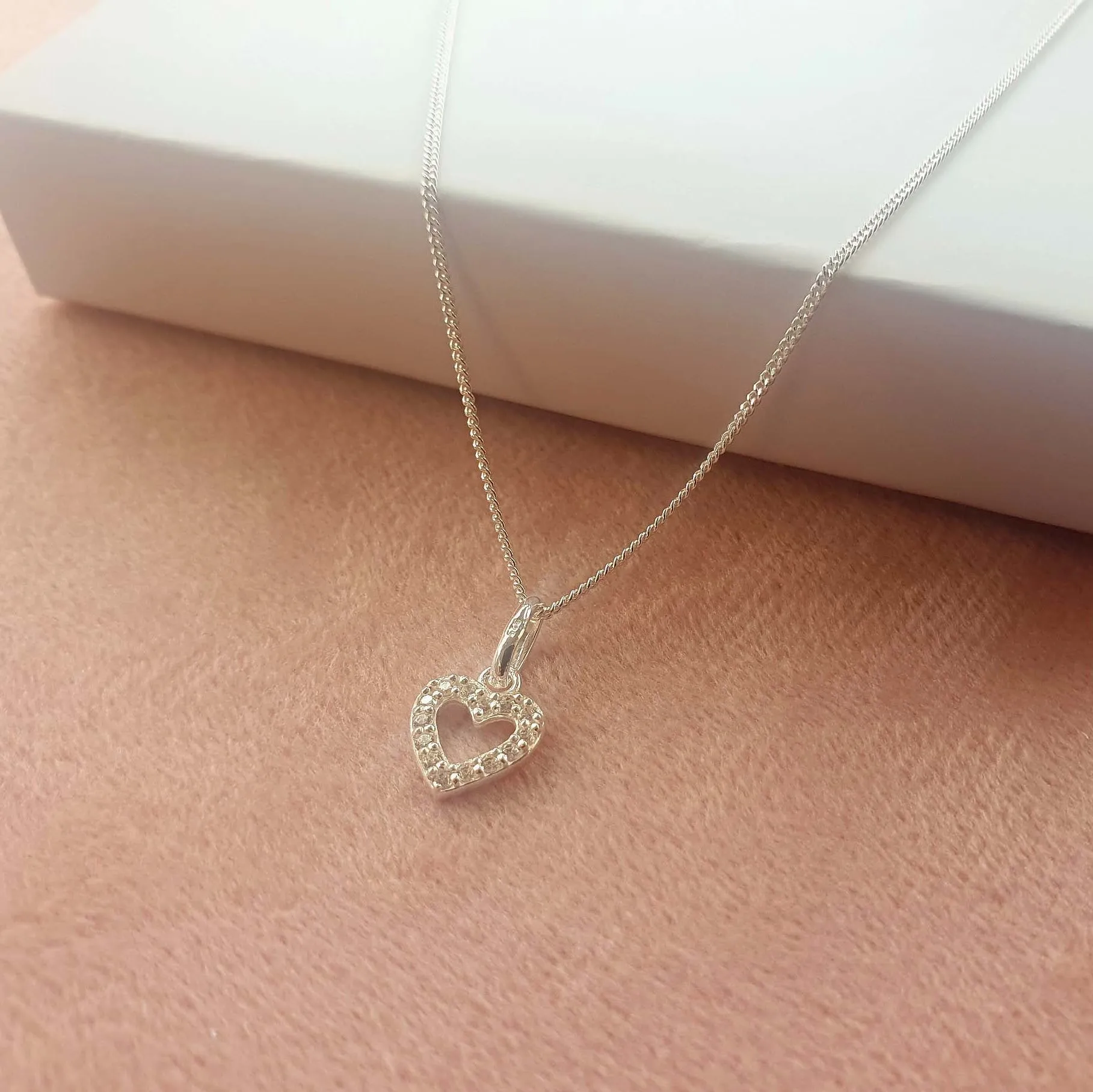 Mother of the Groom Heart Necklace with Cubic Zirconia in Sterling Silver 925, Personalised Jewellery Gift