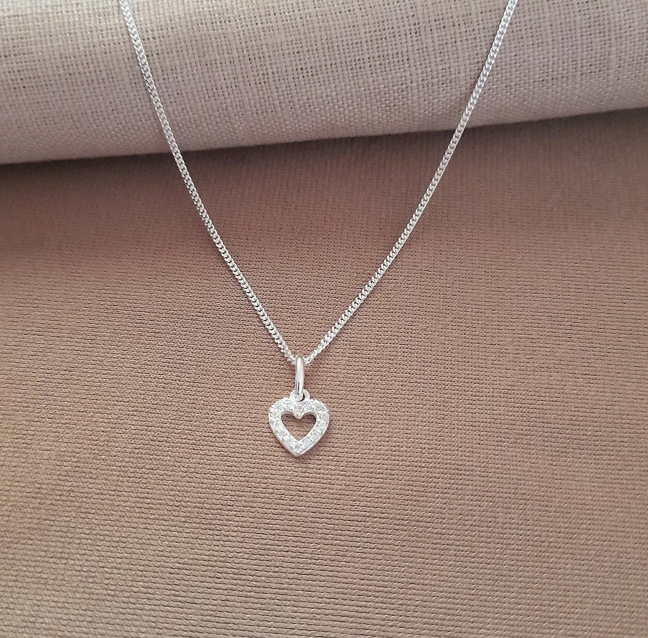 Mother of the Groom Heart Necklace with Cubic Zirconia in Sterling Silver 925, Personalised Jewellery Gift