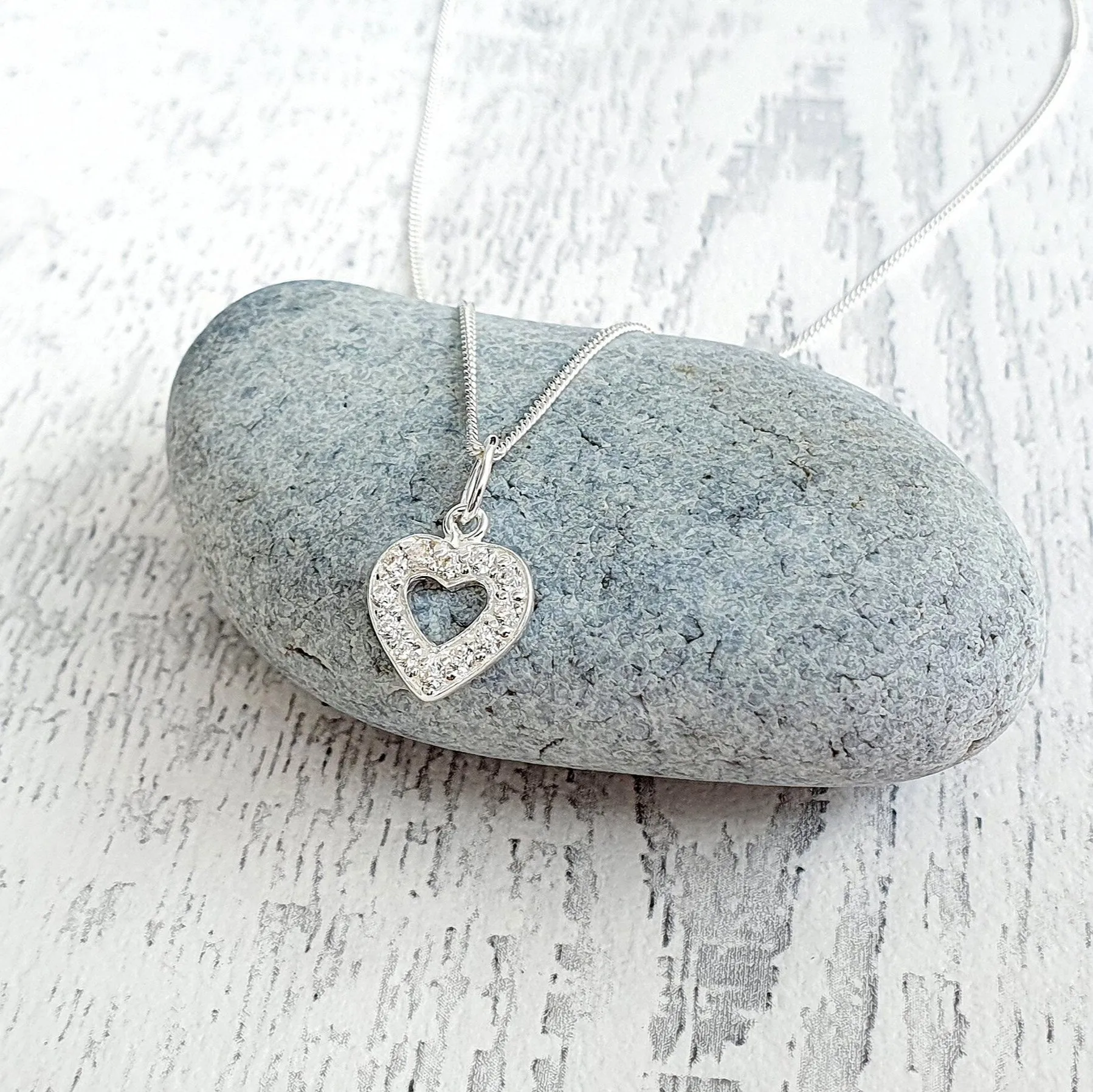 Mother of the Groom Heart Necklace with Cubic Zirconia in Sterling Silver 925, Personalised Jewellery Gift