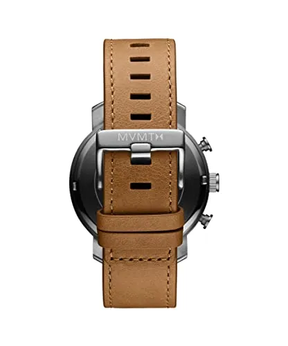 MVMT Chrono Men's Manta Blue Stainless Steel Case Watch with Brown Leather Strap, 45MM (Model: 28000288)