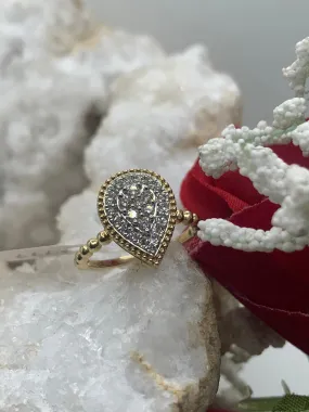 Pear Shape 14K Yellow Gold Diamond Ring