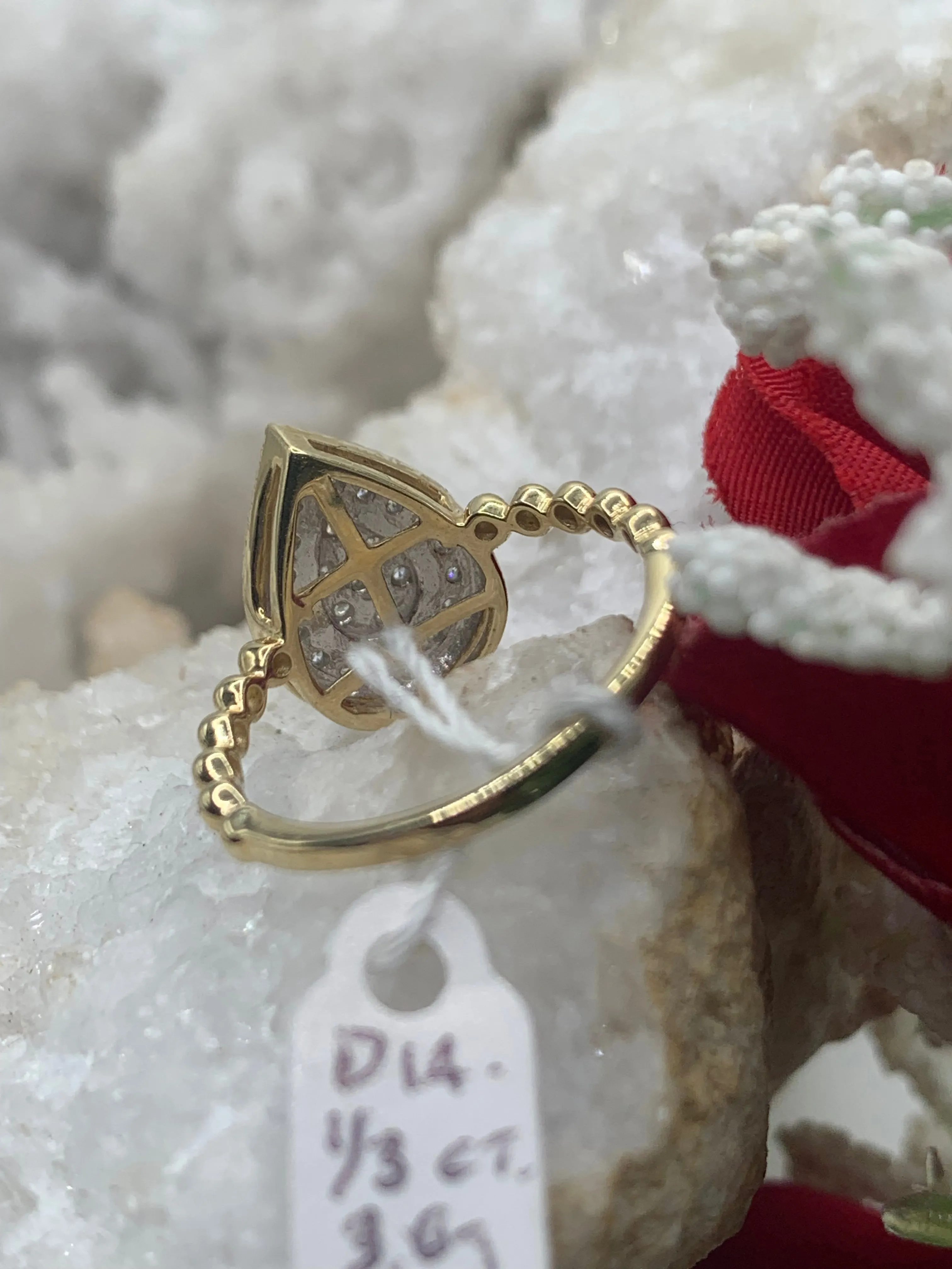 Pear Shape 14K Yellow Gold Diamond Ring