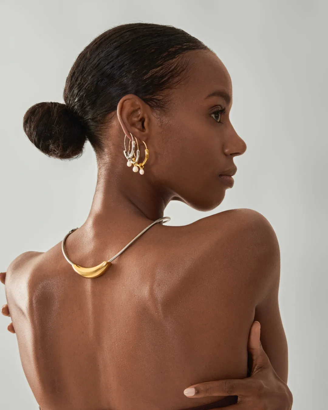 Pearl Orbit Hoop - Gold/Silver