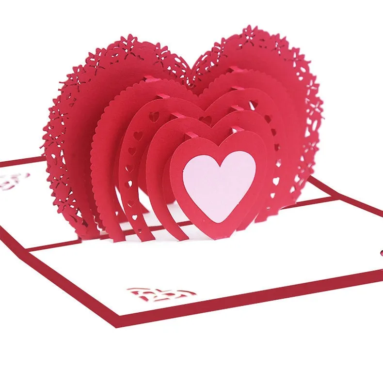 Personalized 3D Pop-Up Heart Romantic Greeting Card-Handmade 'Thinking of You' or 'Congratulations' for a Unique Wedding, Thank You Gift