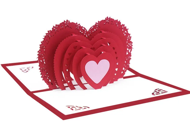Personalized 3D Pop-Up Heart Romantic Greeting Card-Handmade 'Thinking of You' or 'Congratulations' for a Unique Wedding, Thank You Gift