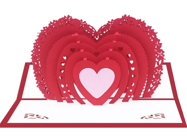 Personalized 3D Pop-Up Heart Romantic Greeting Card-Handmade 'Thinking of You' or 'Congratulations' for a Unique Wedding, Thank You Gift