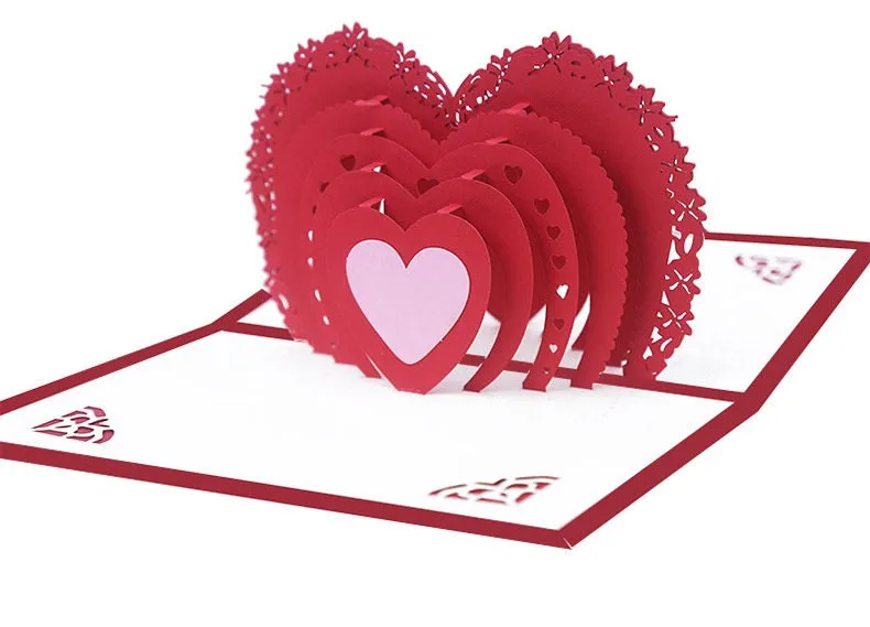 Personalized 3D Pop-Up Heart Romantic Greeting Card-Handmade 'Thinking of You' or 'Congratulations' for a Unique Wedding, Thank You Gift