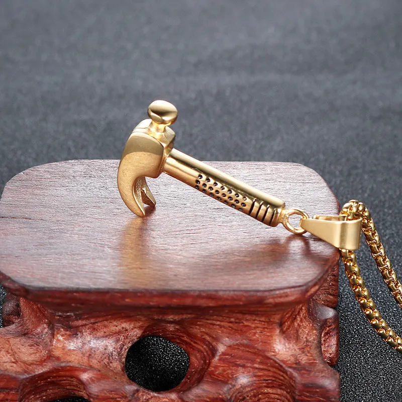 Personalized Retro Punk Men's Hammer Pendant in Stainless Steel - Cross-Border Jewelry