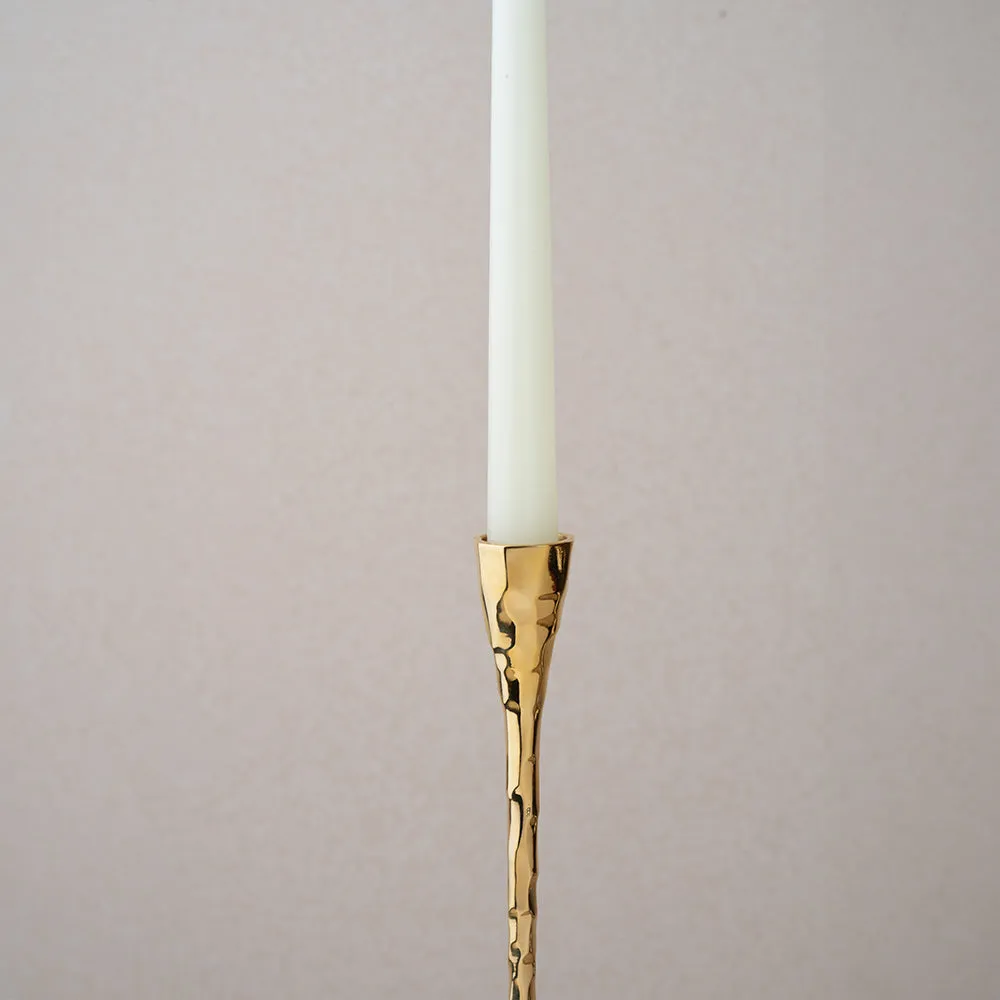 Pinched Brass Candle Holder