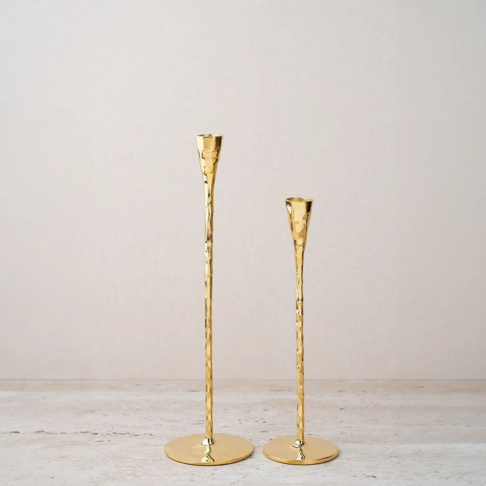 Pinched Brass Candle Holder