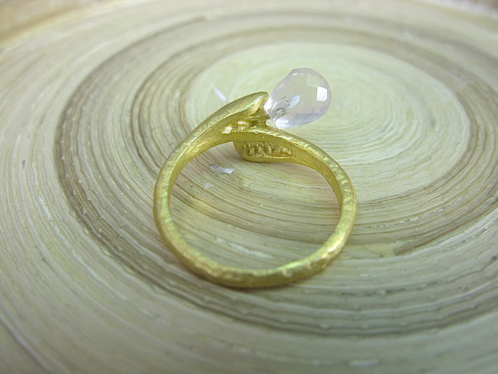 Pink Quartz Gold Plated 925 Sterling Silver Ring
