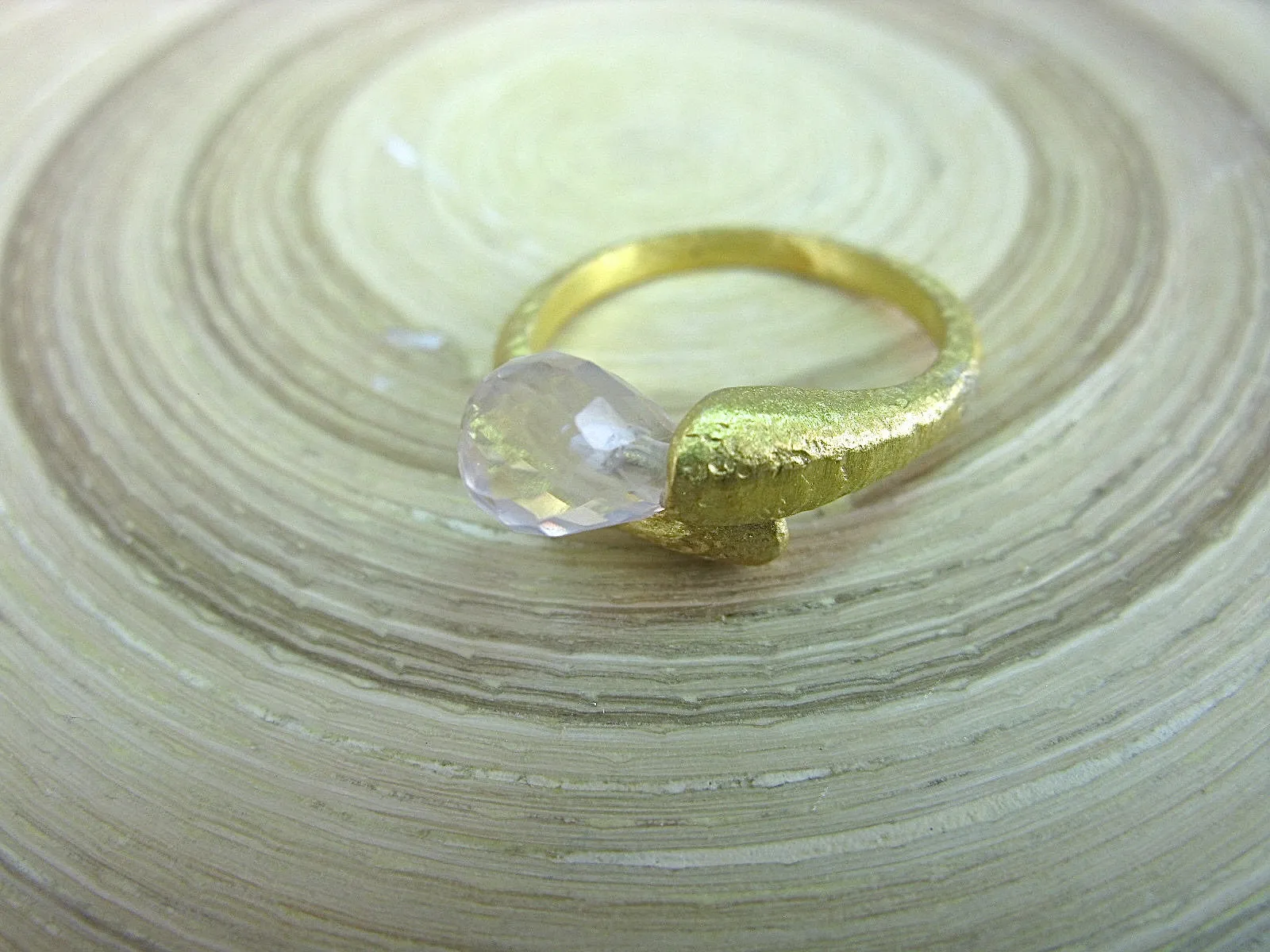 Pink Quartz Gold Plated 925 Sterling Silver Ring