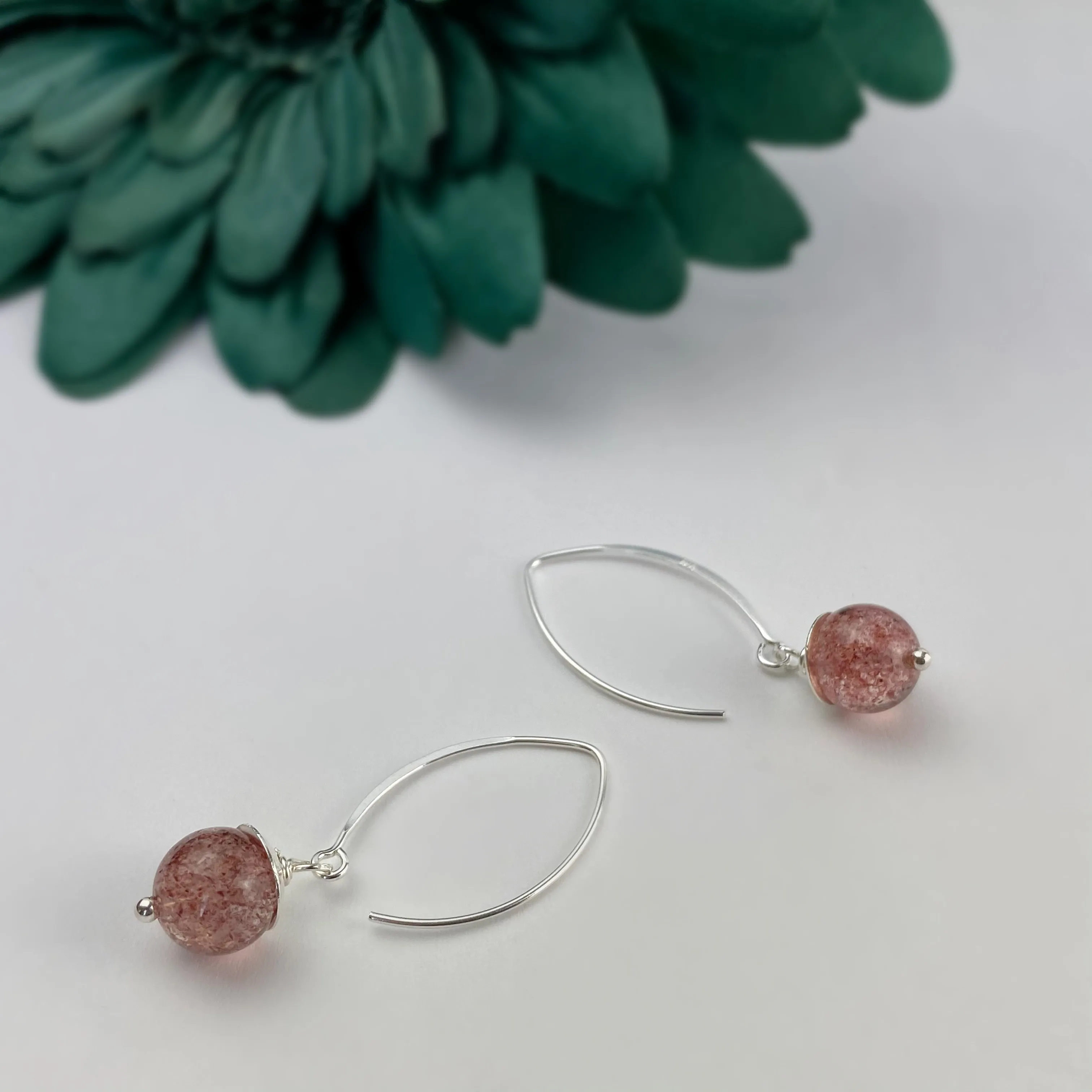 Pop Earrings (Strawberry Quartz) - VE487