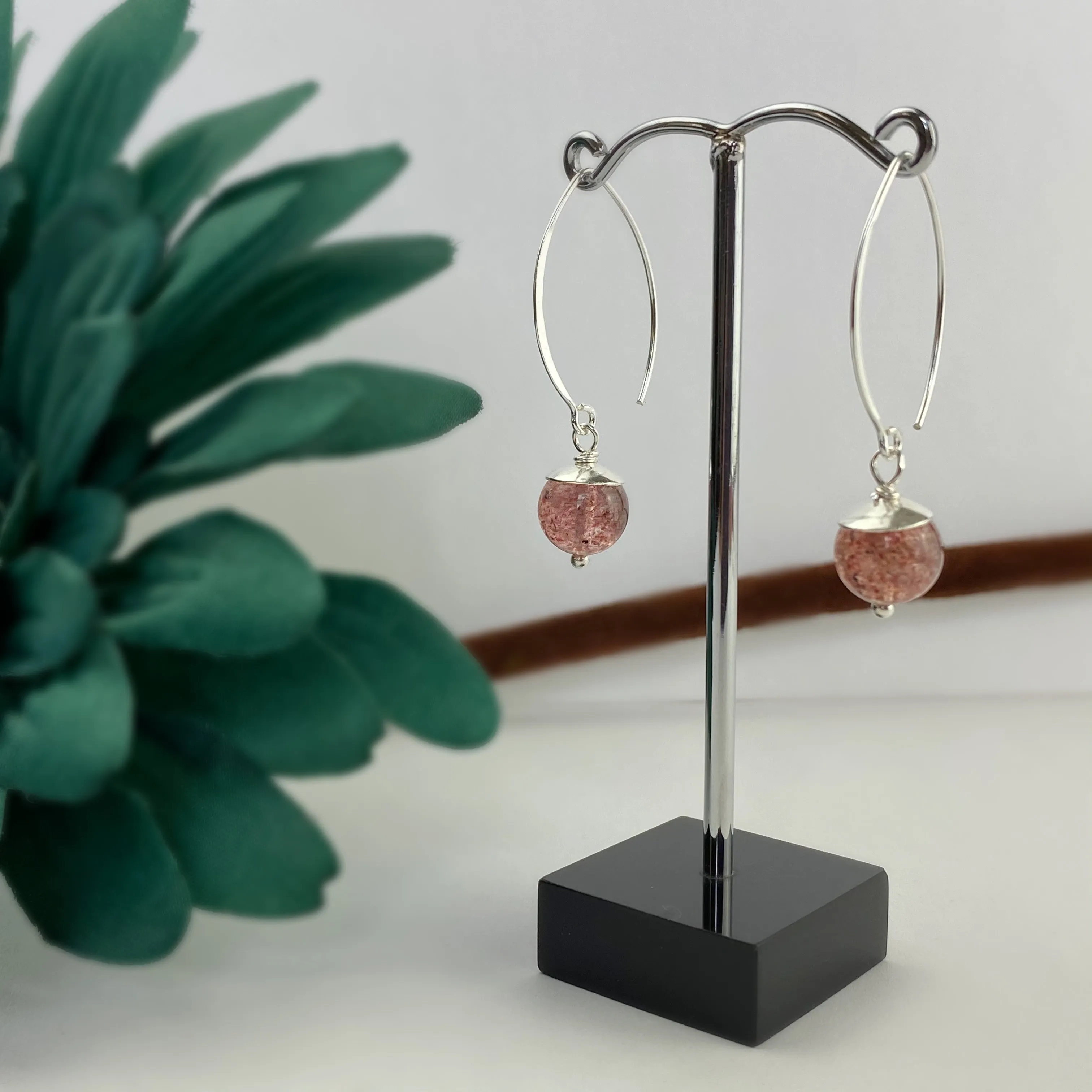 Pop Earrings (Strawberry Quartz) - VE487