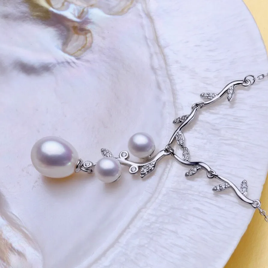"Doreen" - Sterling Silver and Natural Pearl Bridal Jewelry Set