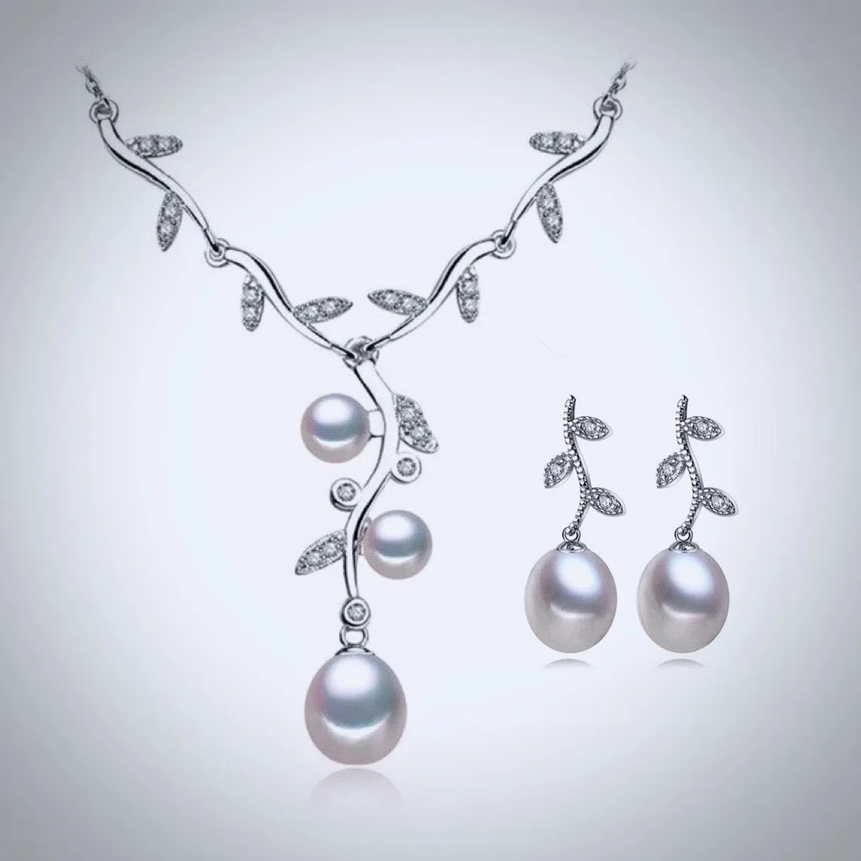 "Doreen" - Sterling Silver and Natural Pearl Bridal Jewelry Set