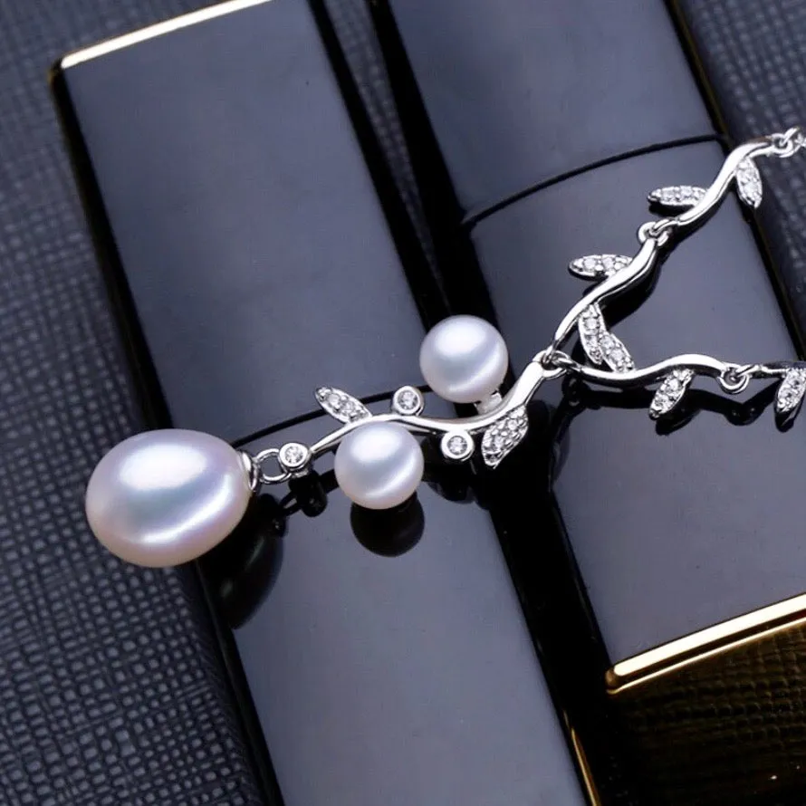 "Doreen" - Sterling Silver and Natural Pearl Bridal Jewelry Set