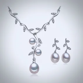 "Doreen" - Sterling Silver and Natural Pearl Bridal Jewelry Set