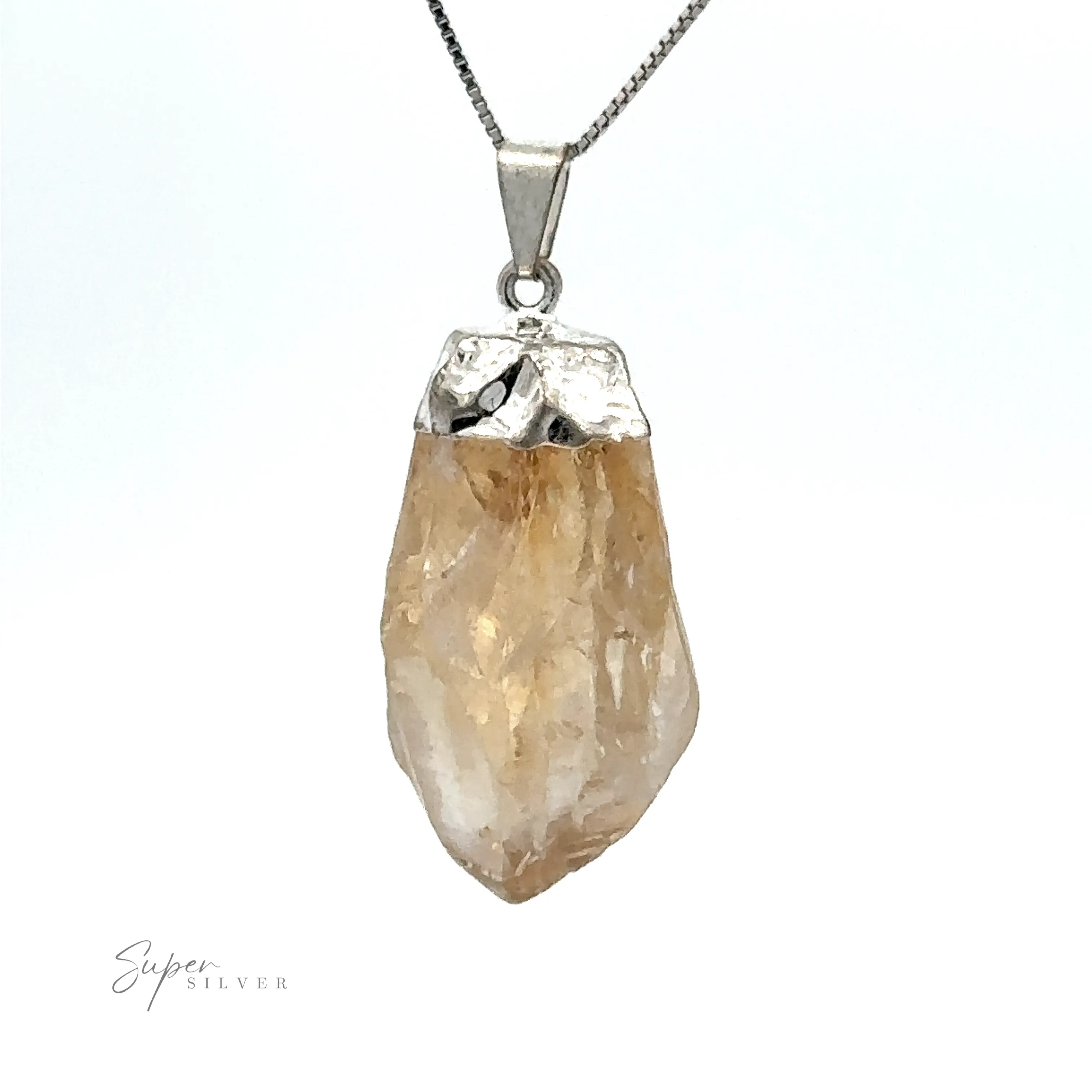 Raw Crystal Pendant With Silver Cap